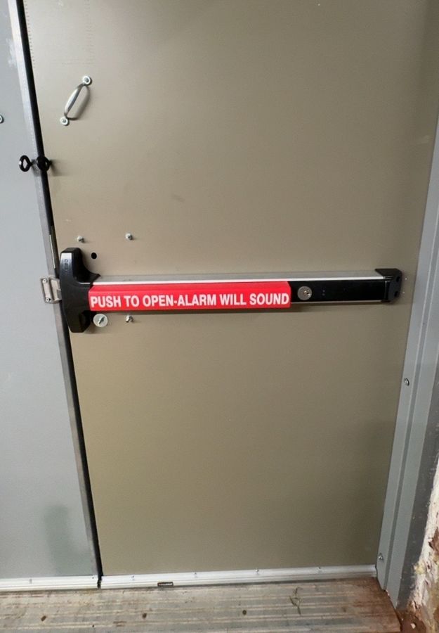 New panic bar installed to fire code, Valdese NC