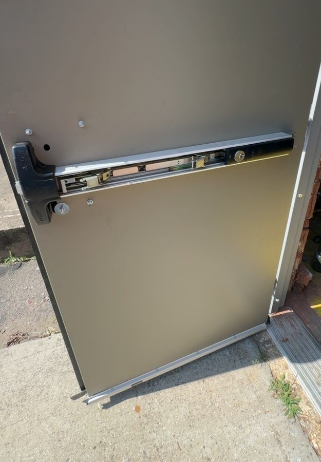 Commercial door before panic hardware, Valdese NC